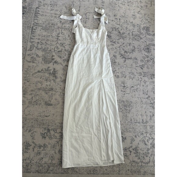 Lulus Your Sweetie White Tie-Strap Column Maxi Dress Size Medium Bridal Wedding - Picture 2 of 8